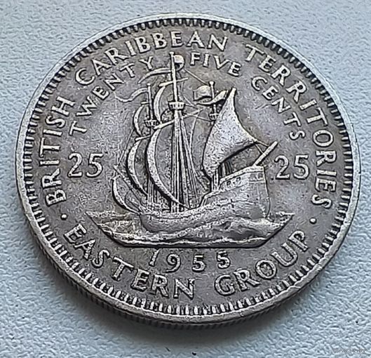 Восточные Карибы 25 центов, 1955.  5-8-7