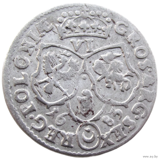 Речь Посполитая: Литва и Польша, шестак (м.д. Бромберг)/ 6 Grossus (Bromberg) 1683 г., состояние XF, Ян III Собесский