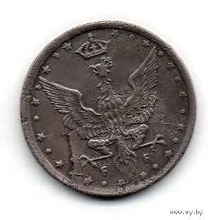 КОРОЛЕВСТВО ПОЛЬСКОЕ  (РЕГЕНТСКОЕ) 10 ФЕНИГОВ 1917. НЕЧАСТАЯ. БРАК. МНОЖЕСТВЕННЫЙ РАСКОЛ ШТЕМПЕЛЯ