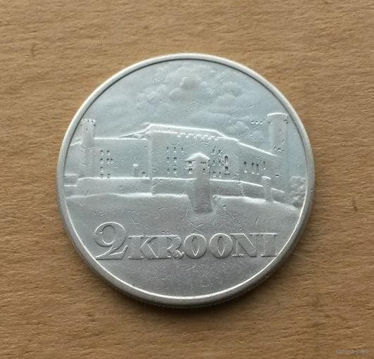 Эстония, 2 кроны 1930 г., серебро 0.500, замок Тоомпеа в Таллине