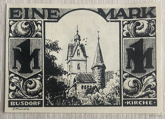 Нотгельд  1 марка 1921 год. Падерборн. Веймарская республика.