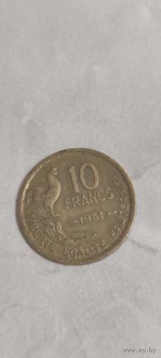 Франция 10 франкс 1951