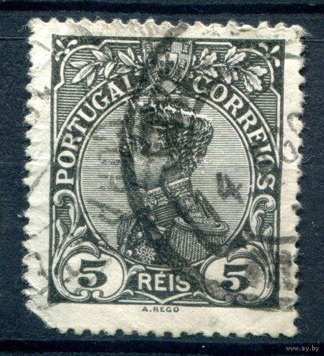 Португалия (Королевство) - 1910г. - Король Мануэл II, 5 R - 1 марка - гашёная [Mi 155]. #1-Po-19-A-1