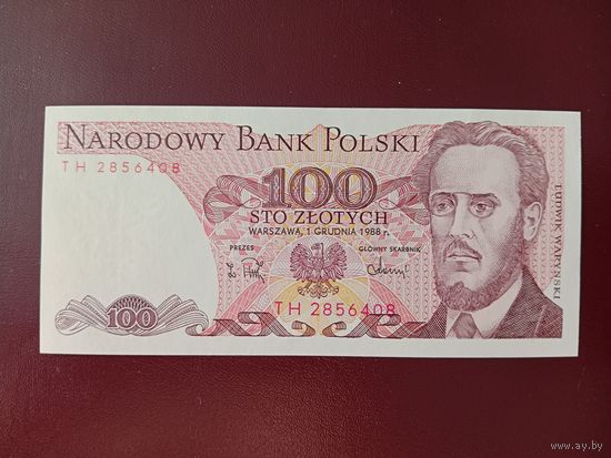 Польша 100 злотых 1988 UNC