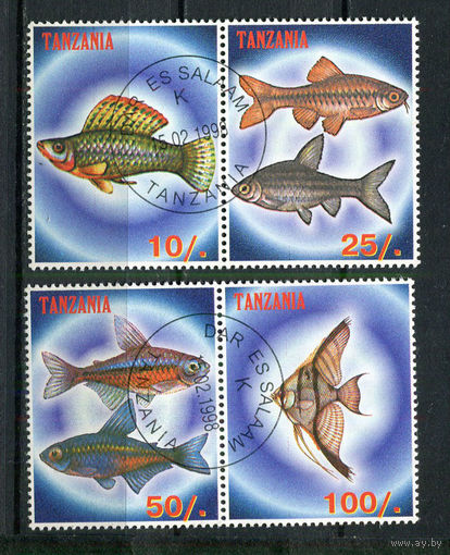 Танзания - 1998 - Рыбки - 2 сцепки - 4 марки. Гашеные.  (LOT HB39)-T10P26