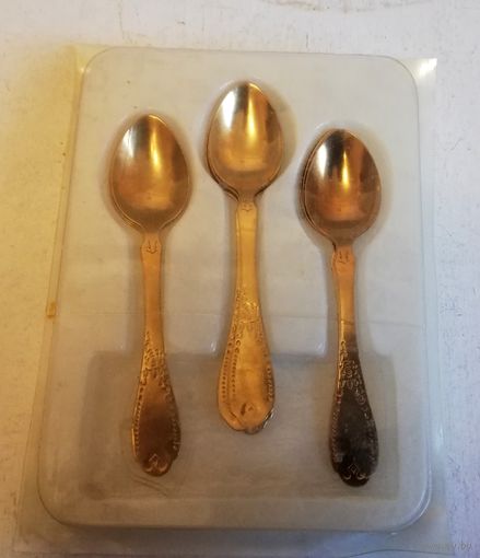 Набор чайных ложек 9шт, нерж, позолота, СССР