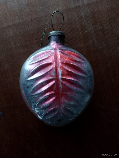 Елочная игрушка Лист Толстое стекло