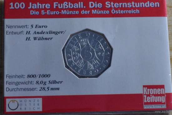 Австрия 5 евро 2004   100 лет футболу