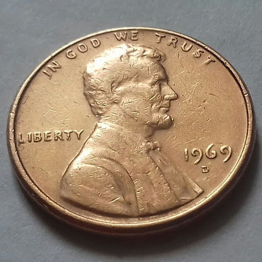 1 цент, США 1969 D