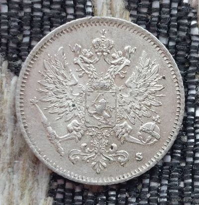 Финляндия-Российская Империя 25 пенни 1916 год, S, UNС. Николай II. Серебро. Предложи свою цену или обмен!