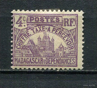 Французские колонии - Мадагаскар - 1908 - Portomarken 4C - (есть тонкое место) - [Mi.9p] - 1 марка. MH.  (Лот 75Fo)-T25P21