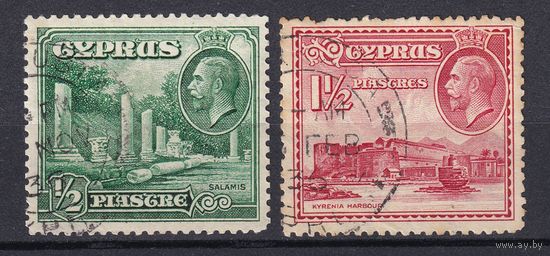 263.BrK. Великобритания. Колонии. Кипр. Георг V. Местные мотивы. 1934 г. 1/2, 1 1/2Pia. Mi.##119/122.