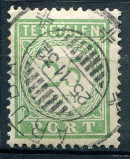 Нидерландские колонии - Кюрасао - 1915/39г. - цифры, porto, печать Аруба, перфорация 12 1/2, 25 с - 1 марка - гашёная [Mi 27]. #3-WB-93-A-1