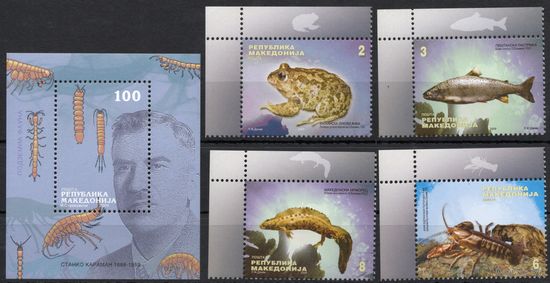 Македония 2009 Фауна. Рыба Лягушка Тритон Рак 4 марки+блок  (518)