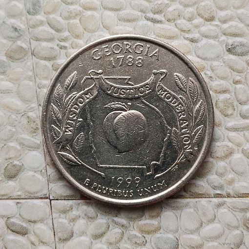 1/4 доллара  1999(D) года США. Квотер штата Джорджия.