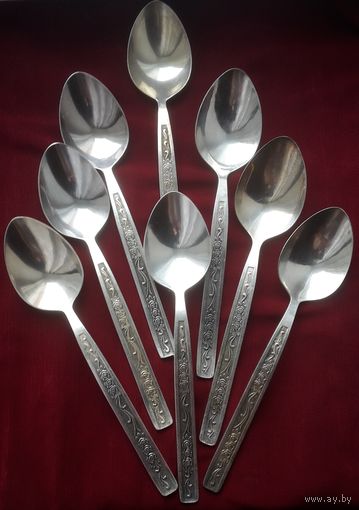 Ложки столовые. Мельхиор. Посеребрение. 8 ложек