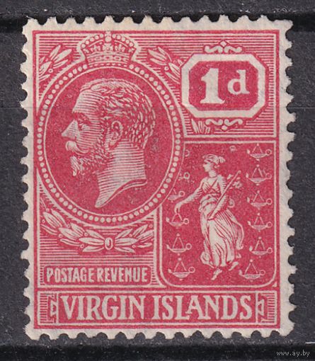 13.BrKCI. Великобритания. Колонии. Виргинские острова. Стандарт. Георг V. 1922/23 гг. 1P. Mi.#53.