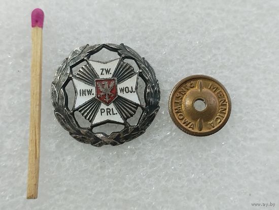 Знак-фрачник ПНР. Ассоциация инвалидов войны в серебре. тяжёлый, винт