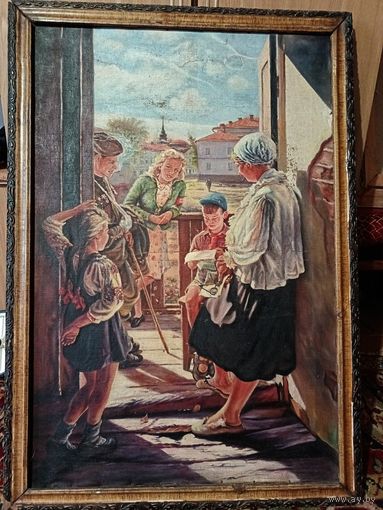 С рубля без мц. картина "Письмо с фронта", х.м. 96х67см.