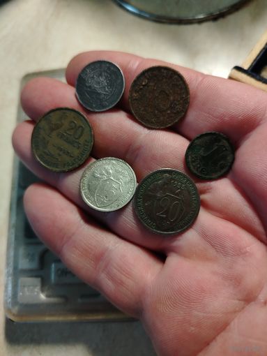 Монеты 6шт РСФСР и европа