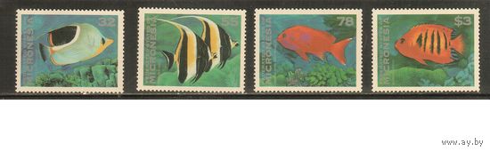 Микронезия-1995 (Мих.418-421) , ** , Морская фауна, Рыбы (полная серия)