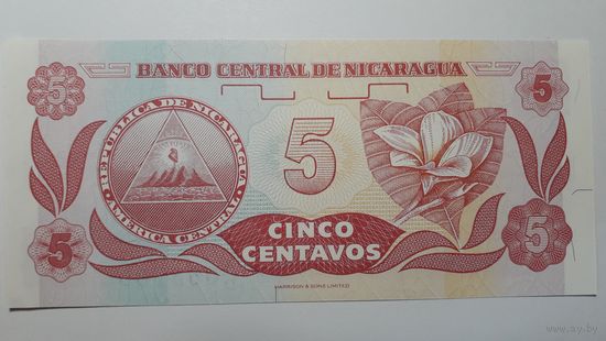 Никарагуа, 5 сентаво. Серия A/D. UNC.