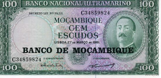 Банкнота 100 эскудо Мозамбик 1961