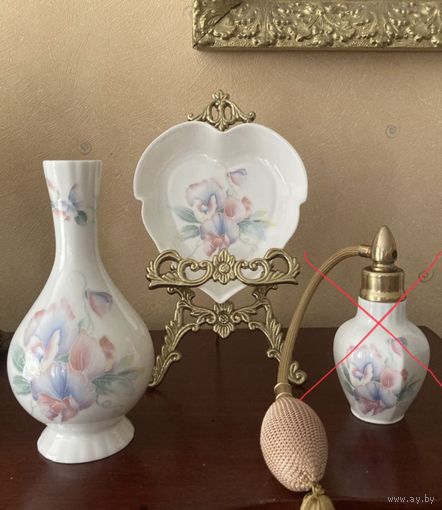 Ваза  Тарелка Сердечко Цветной горошек Aynsley Англия 60-е Цена за 2 предмета