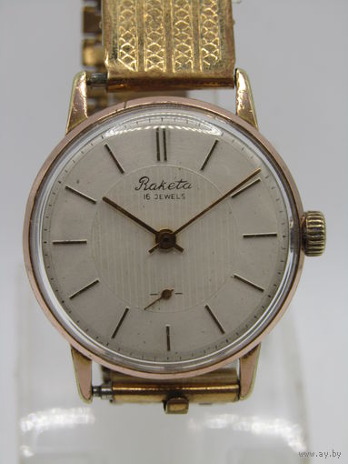 В отличном коллекционном состоянии! "Ракета". Часы на ходу. Позолоченные Ау. СССР. м