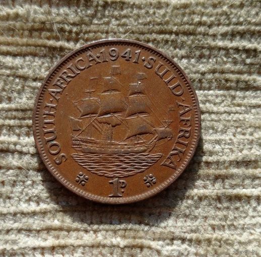 Werty71 ЮАР 1 пенни 1941  Южная Африка Корабль Георг 6