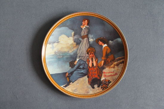 Тарелка коллекционная [США, Knowles, Ожидание на берегу (Норман Роквелл), Bradex #84-R70-4.2] D=21,5см.