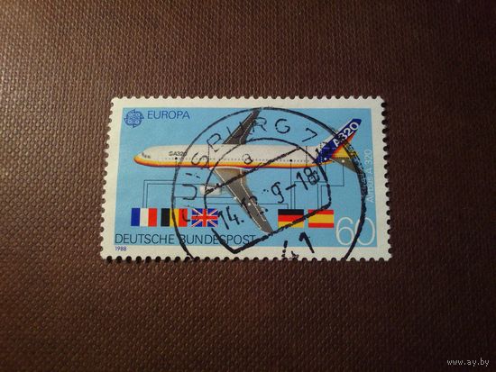 Германия.ФРГ 1988 г.Европа (C.E.P.T.) 1988 - Транспорт и связь .Airbus A320.