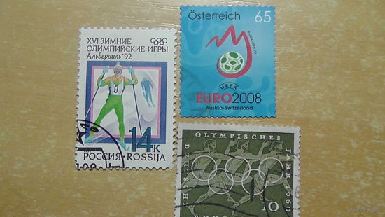 Марки:спорт-3 шт,космос-4 шт
