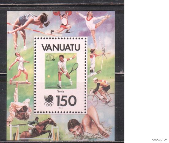 Вануату-1988,(Мих.Бл.11) ** ,  Спорт, ОИ-1988, Теннис, Велоспорт
