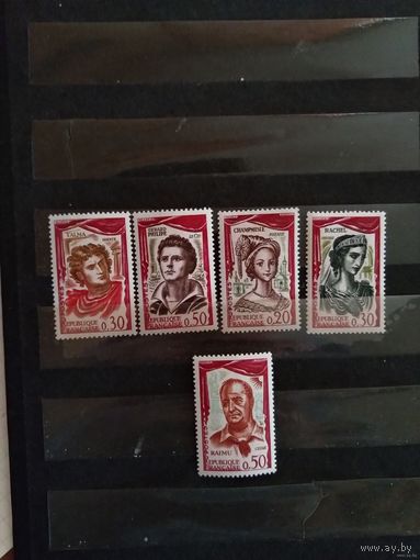 1961 Франция французкие актеры и актрисы чистая полная серия клей MNH** 2 с лёгкими наклейками искусство культура (б-7)