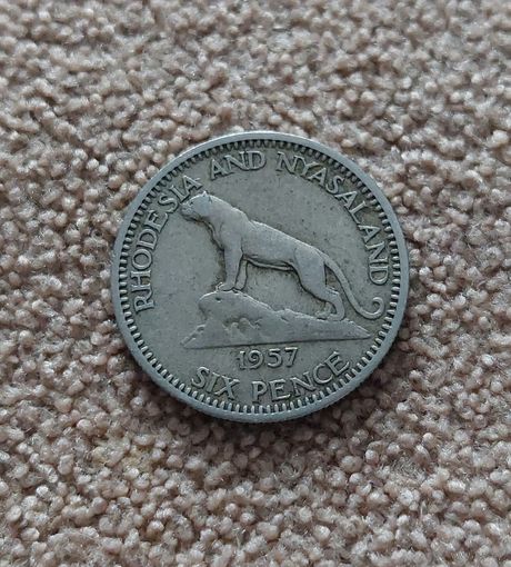 Родезия и Ньясаленд 6 пенсов, 1957 Елизавета II