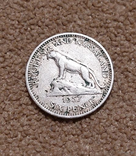Родезия и Ньясаленд 6 пенсов, 1957 Елизавета II