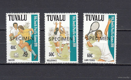 Спорт. Тувалу. 1991. 3 марки (SPECIMEN). Michel N 595-597 (6,0 е).