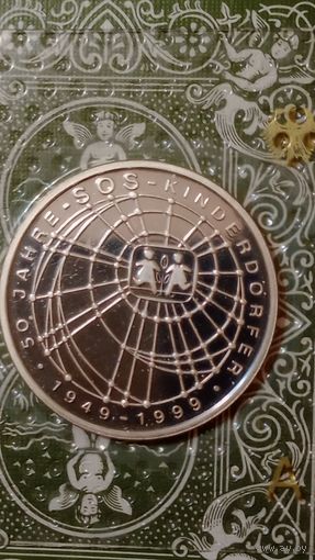 Германия 10 марок 1999 г.пруф 50 лет SOS