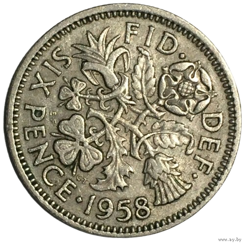 Великобритания 6 пенсов, 1958