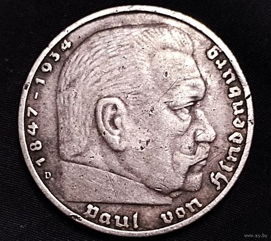 5 марок Гинденбург 1936 г.  D