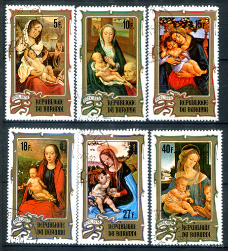 Бурунди - 1974г. - Рождество. Картины - 6 марок - полная серия, гашёные с клеем [Mi 1115-1120]. #3-Bu-89-C-2