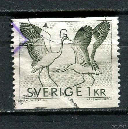 Швеция - 1968 - Серый журавль 1Kr - [Mi.600A] - 1 марка. Гашеная.  (LOT HB48)-T10P39