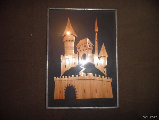 Панно настенное,картина Аппликация из соломки ЗАМОК Закарпатская обл.УССР 1977 г.С рубля.