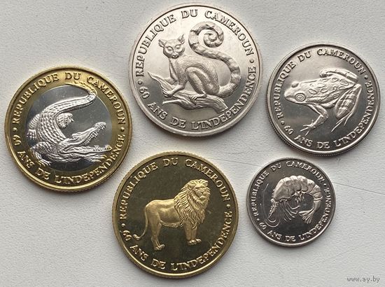 Камерун 50, 100, 250, 500, 1000 франков 2020 г. 60 лет Независимости. Набор 5 монет