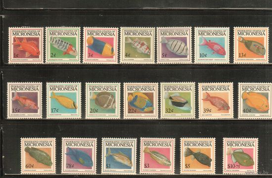 Микронезия-1998 (Мих.645-663,670) , ** , Морская фауна, Рыбы(полная серия)