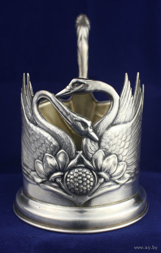 СЕРЕБРЯНЫЙ ПОДСТАКАННИК ПАРА ЛЕБЕДЕЙ, МОДЕРН, РАННИЙ СССР