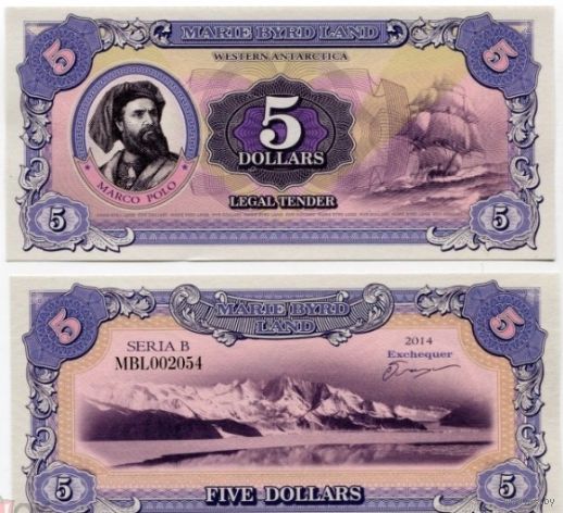 5 долларов Антарктики Земля Мэри Бэрд 2014 г.