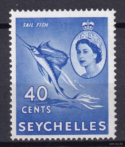 112.BrKSe. Великобритания. Колонии. Сейшельские острова. Елизавета II. Местные мотивы. 40C. 1954 г. Mi.#180. MNH.