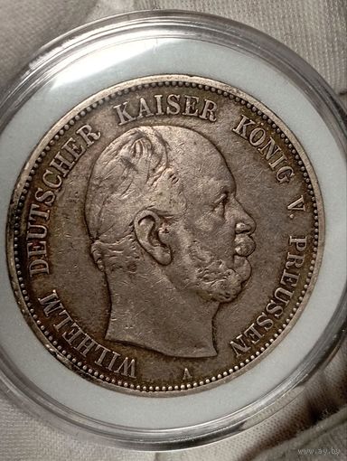 5м 1875, Пруссия, Вильгелм I, крупное серебро, остатки шб, хорошая! Смотрите также другие мои лоты!